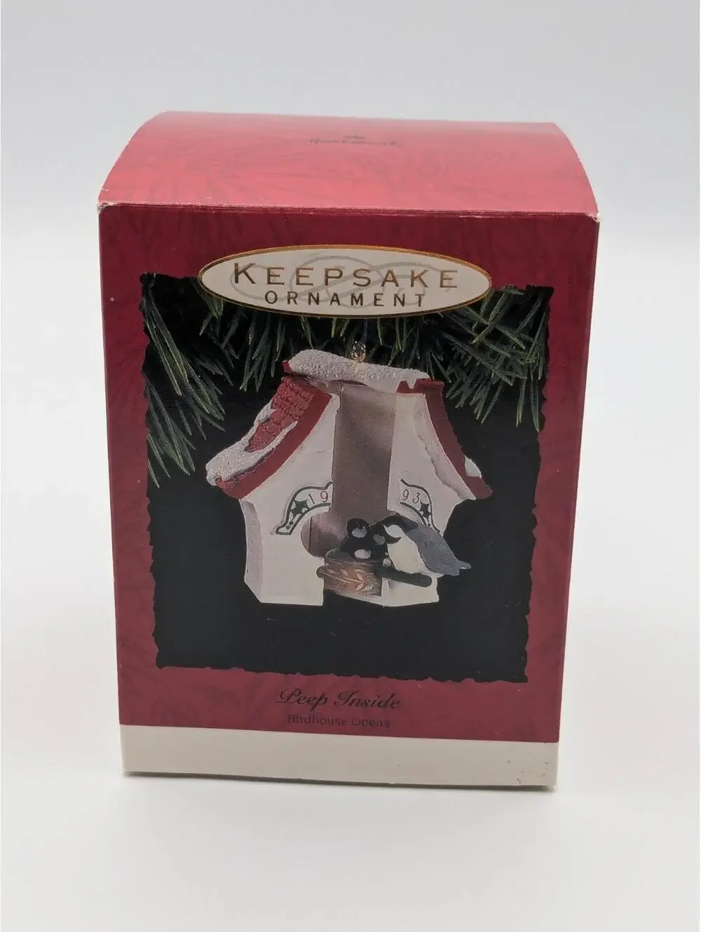 Hallmark Keepsake Peep Inside 1993, Birdhouse with Baby Birds Vintage Ornament
